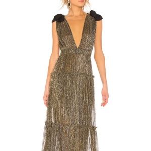 Ray Dress (Metallic Gold Belted Dress)- Sabina Musayev